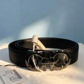 菲拉格慕腰带男士双面腰带皮带男士板扣皮带（黑蓝双面黒扣）